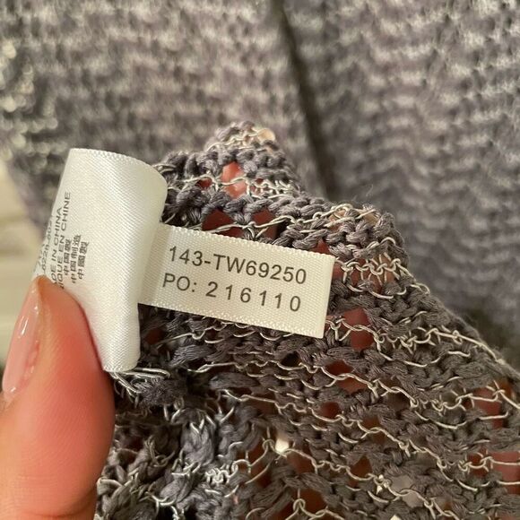 Tommy Bahama Dress Womens M Gray Midi A Line Sweater Open Weave Bracelet Sleeve - Picture 6 of 8